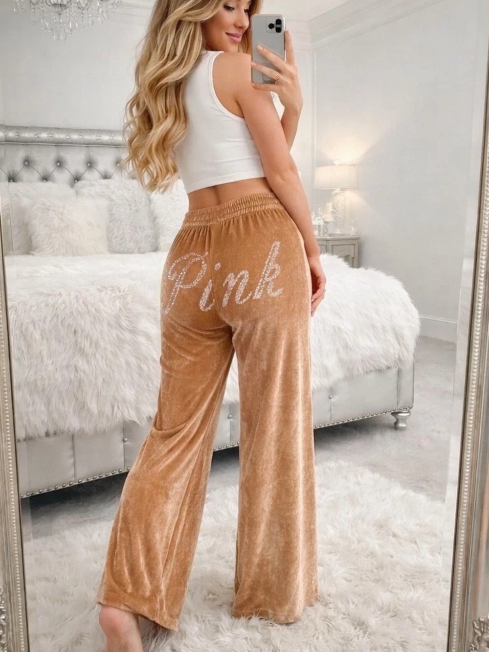 Victoria's Secret PINK Velour Lounge Pants - Camel/Tan